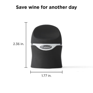 Rabbit Champagne and Wine Sealer, Airtight Wine and Champagne Stopper, Keeps Bubbles Fresh Longer, Easy to Use, Velvet Black, Essential Bar Tool