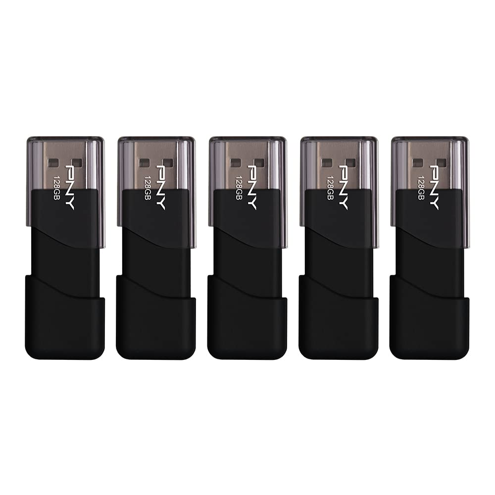 PNY P-FD128X5ATT03-MP 128GB Attaché 3 USB 2.0 Flash Drive, Black (Pack of 5)