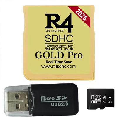Pro Version 16GB Micro SDHC Dual Core Revolution Cartridge Compatible with New 2DS/3DS/LL/XL NDSL NDSI, Include a Card Adapter, NO Timebomb, Preloaded Plug and Play, Gold (Gold)