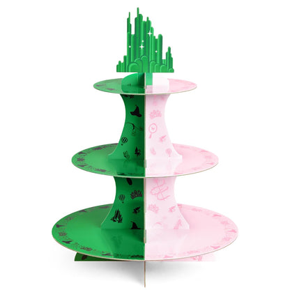 xo, Fetti Pink + Green Witch Cupcake Tower, 3 Tiers | Birthday Display Decorations, Kids Wizard Decor, Girls Cake Stand, Bachelorette Party Dessert Table