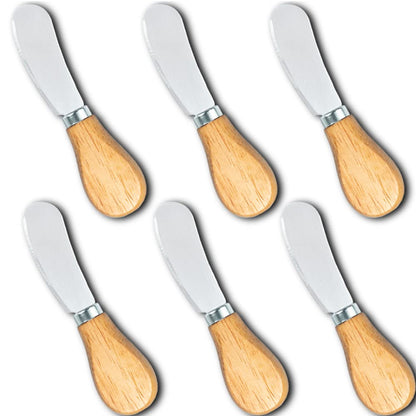 Kleines Frischkäse-Streichmesser-Set, 12,7 cm, aus Holz, Edelstahl, Buttermesser zum Streichen von Cocktails, Saucen, Dips, Vorspeisen, Marmelade, Gebäck, Sandwiches, Toast, Bagels, Wurst- und Käseplatten, Servierzubehör für Partys