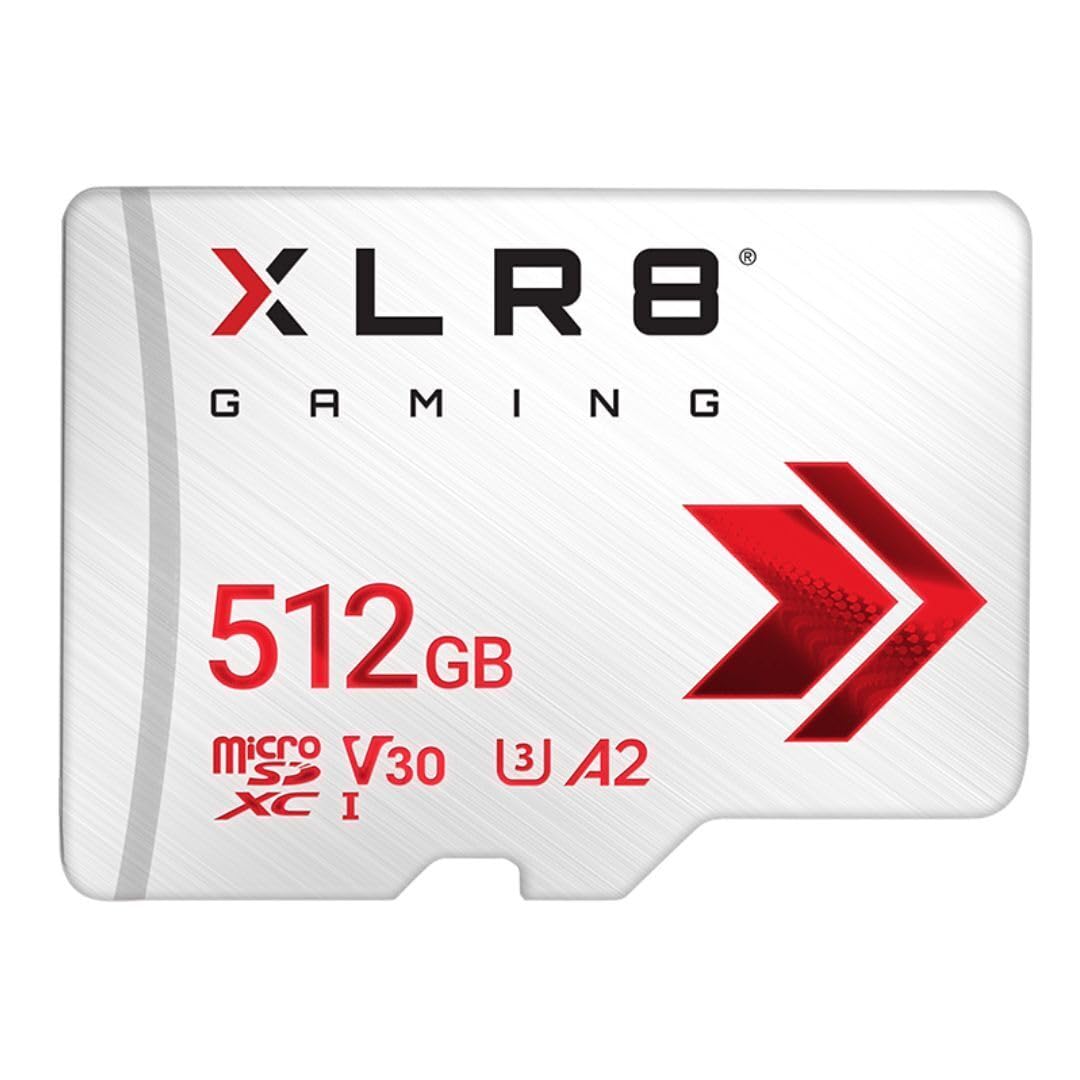 PNY 512GB XLR8 Gaming microSDXC Memory Card - 100MB/s, UHS-I, 4K UHD, Full HD, U3, V30, A2 - Micro SD for Portable Console Gaming on Nintendo-Switch, Steam Deck, Smartphones and Tablets