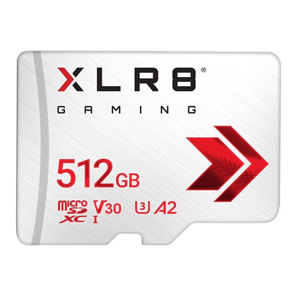 PNY 512GB XLR8 Gaming microSDXC Memory Card - 100MB/s, UHS-I, 4K UHD, Full HD, U3, V30, A2 - Micro SD for Portable Console Gaming on Nintendo-Switch, Steam Deck, Smartphones and Tablets