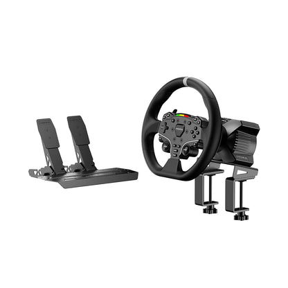 MOZA R3 Racing Simulator 4PCS Wheel & Pedals bundle for PC: R3 Direct Drive Base, ES Lite Steering Wheel, SR-P Lite Pedals and Table Clamp, Black