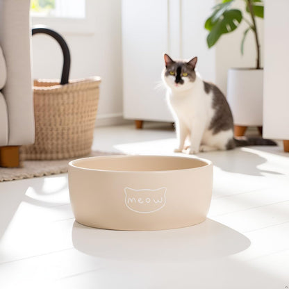 Birnenförmige Keramikschüssel, Fassungsvermögen: 2 Tassen, niedliches, schnurrbartfreundliches Geschirr mit Katzenmotiv, rutschfest, mikrowellen- und spülmaschinengeeignet, klein/mittel 