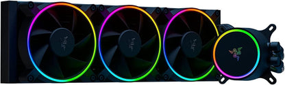Razer Hanbo Chroma RGB All in One Liquid Cooler aRGB Pump Cap: AIO Design - Quiet, Powerful aRGB Fans - PWM Fan Controller Support - Intel LGA 115X Series, 2011, 1200, 1700, AM5 Compatible - 360MM