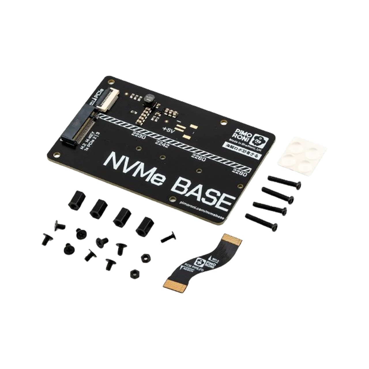 NVMe Base for Raspberry Pi 5 M.2 HAT PCIe Extension Board (M.2 2230 to 2280 Supported) (0TB (M.2))