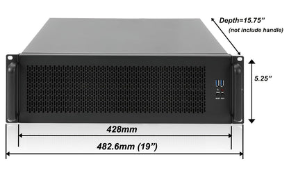RackChoice 3U Rackmount-Servergehäuse mit Unterstützung für Flüssigkeitskühlung bis zu 360 mm Radiatorhöhe, kompatibel mit SFX-Netzteilen/ATX/MicroATX/Mini-ITX-Mainboards