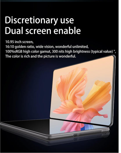 Ruchonin 2-in-1 10.95" 2.5K Dual Screen Touch Laptop CPU Core i3-1215U Win 11 Home 32GB RAM 1TB SSD (Orange)