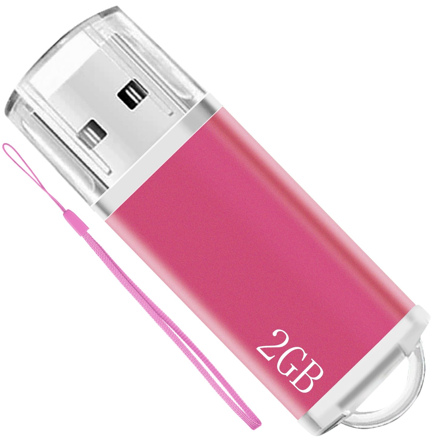 Nicepicten Thumb Drives 2GB USB Flash Drive 1 Pack Zip Drive USB 2.0 Jump Drive Memory Stick Pendrrive with Lanyards (Pink)