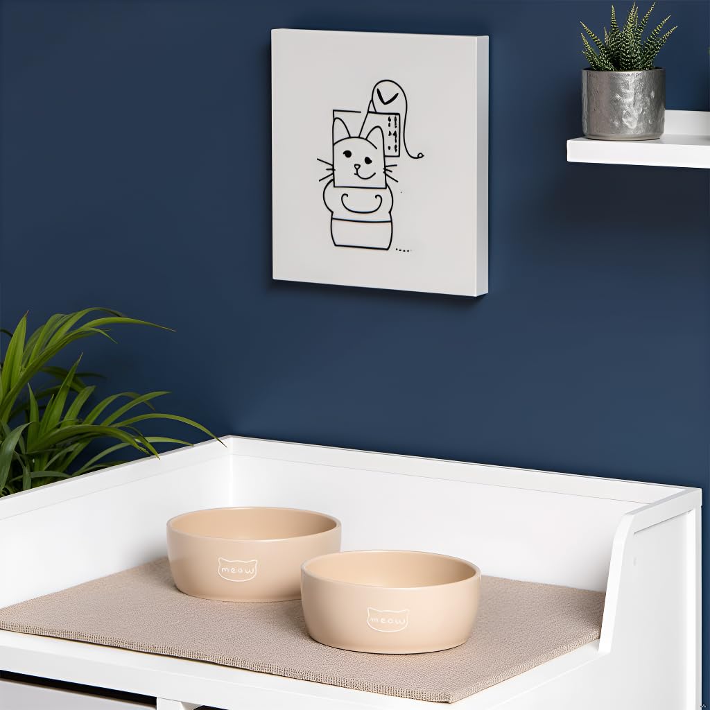 Birnenförmige Keramikschüssel, Fassungsvermögen: 2 Tassen, niedliches, schnurrbartfreundliches Geschirr mit Katzenmotiv, rutschfest, mikrowellen- und spülmaschinengeeignet, klein/mittel 