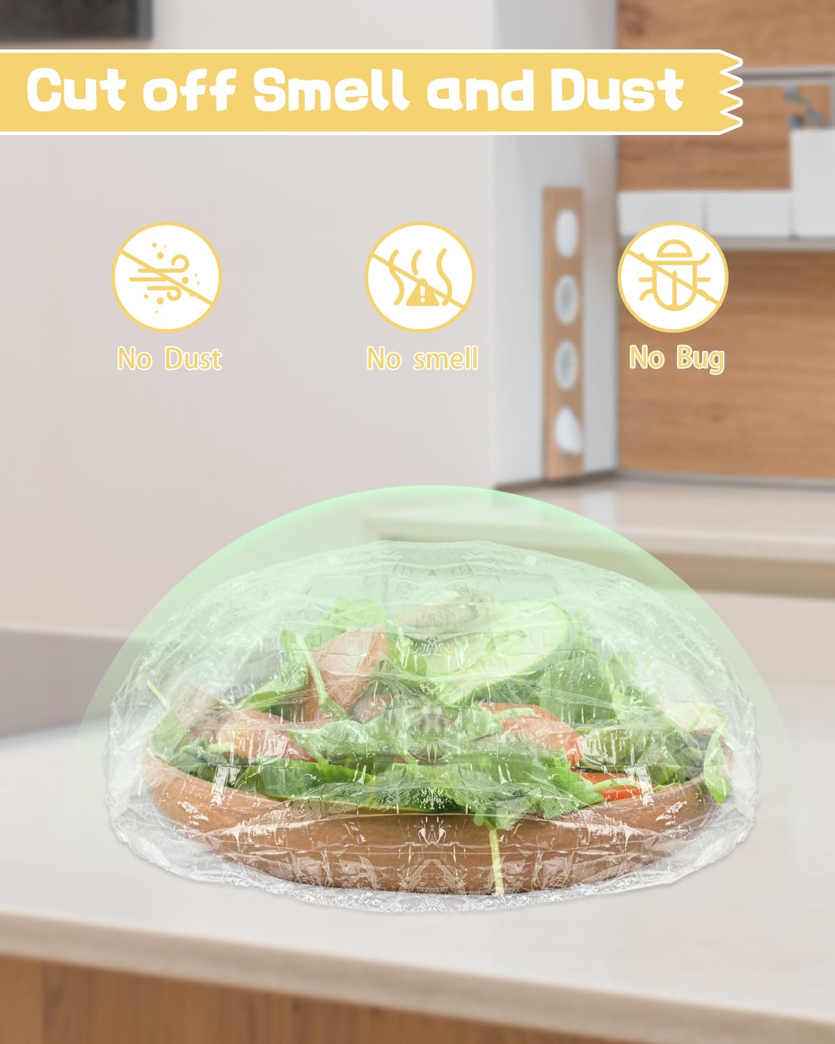 Plastic Bowl Covers for Sourdough Bread Proofing Medium Disposable Elastic Food Wraps Fits 9-inch Bowls, Shower Caps for Banneton Bread Proofing Basket Plastic Food Wrap Can Covers 100 Pcs