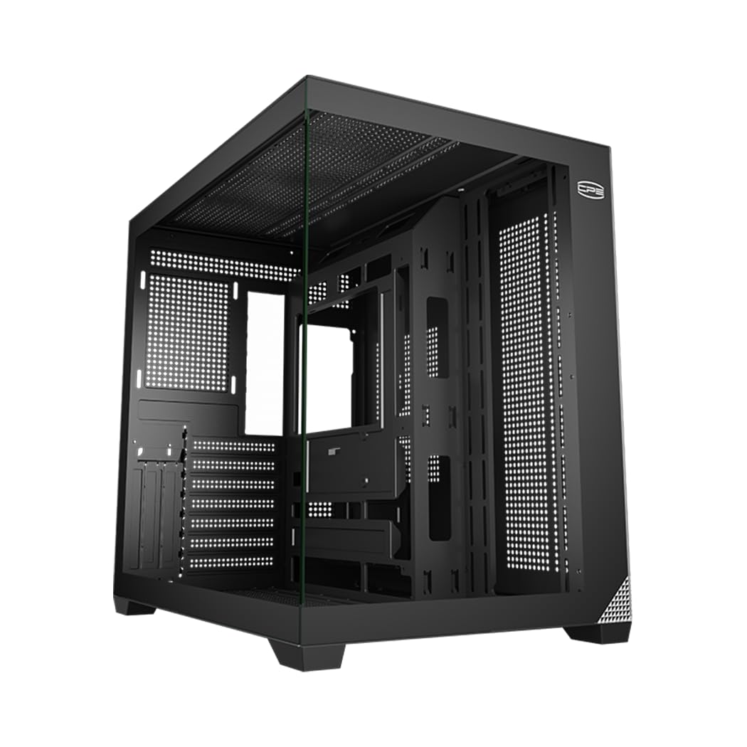 PCCOOLER PC Case ATX Mid Tower, Tempered Glass & Mesh Front, High Airflow, E-ATX/ATX/Micro-ATX/ITX Support, 360mm Radiator Support, Tool-Free Design - Black (C3T700 No Fans Included)