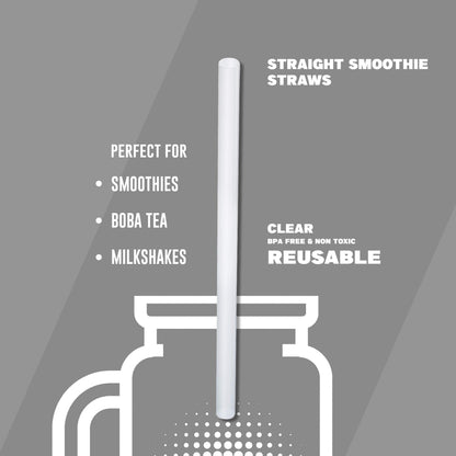Clear Jumbo Smoothie Straws, Clear Disposable Wide-mouthed Large Milkshake Straws 9'' Inches High/Tall 100 pack