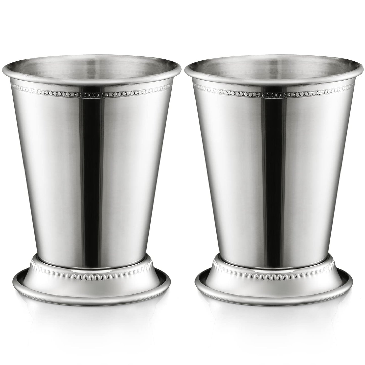 ZEAYEA 2er-Set Mint-Julep-Becher, klassische Edelstahlgläser für Partys, Bars, Zuhause und Restaurants, 350 ml Cocktailgläser aus Metall für Bier, Säfte und Getränke, Silber