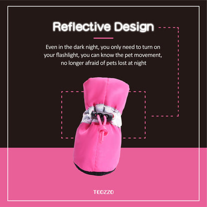 TEOZZO Dog Shoes for Hot Pavement, Anti-Slip Sole Dog Boots & Paw Protector Dog Booties with Reflective Straps Dog Shoes for Small Medium Dogs 4PCS Pink 3
