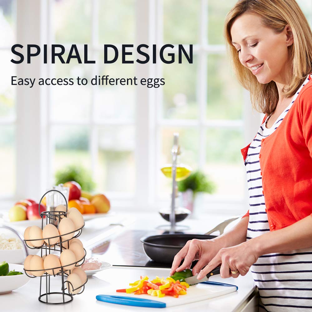 OBVIS Spiral-Eierständer, Metall, Aufbewahrungshalterung, Präsentations-Thekenständer, Schwarz