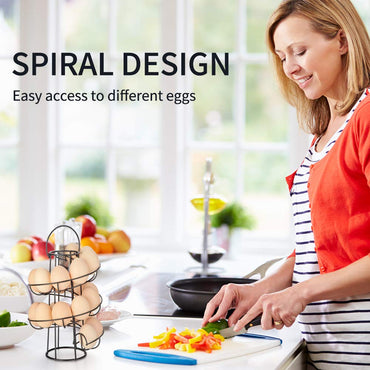 OBVIS Spiral Egg Skelter Dispenser Rack Metal Storage Holder Display Countertop Black