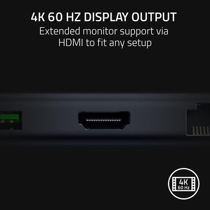 Razer USB C Dock 11-Port Travel Charging Station for Windows Mac Laptop iPad Surface Chromebook Galaxy Tab: Type C, HDMI, Ethernet, MicroSD - 4K 60 Hz Display - 85 W Tablets + Mobile Fast Charge