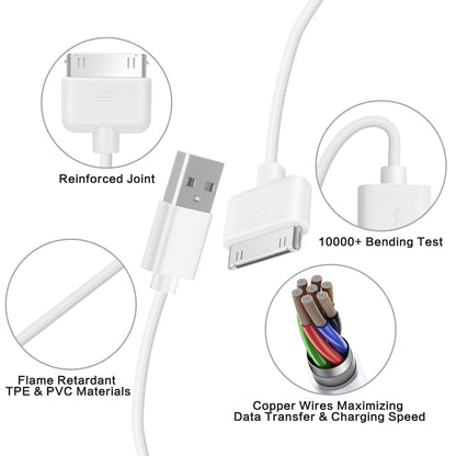 Old 30 Pin Charger for iPhone 4/4S/3G/3GS, Old iPad 1/2/3, iPod Touch/Nano/Classic with Cable (3.3 Ft)
