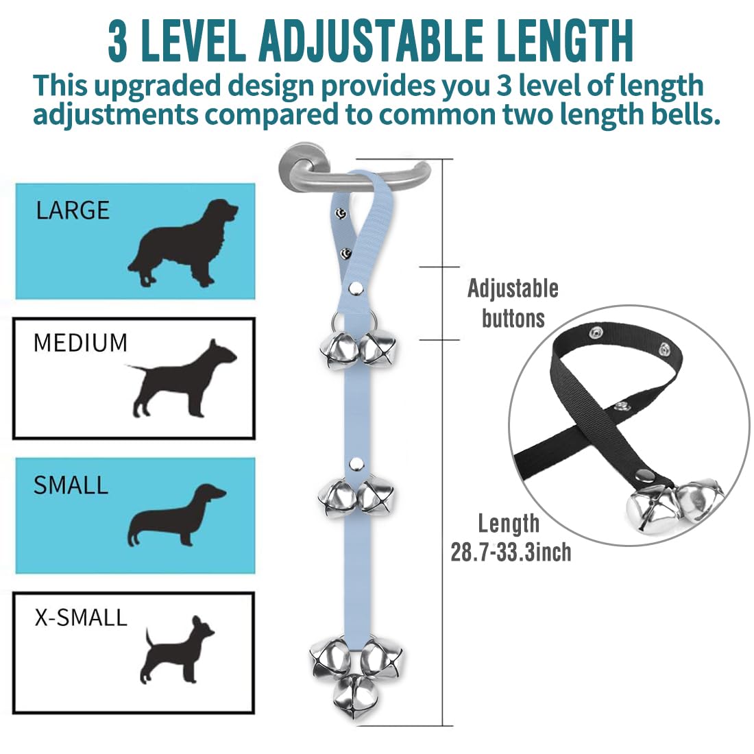 BLUETREE Dog Doorbells Premium Quality Training Potty Great Dog Bells Adjustable Door Bell Dog Bells for Potty Training Your Puppy The Easy Way - 7 Extra Large Loud 1.4 DoorBells