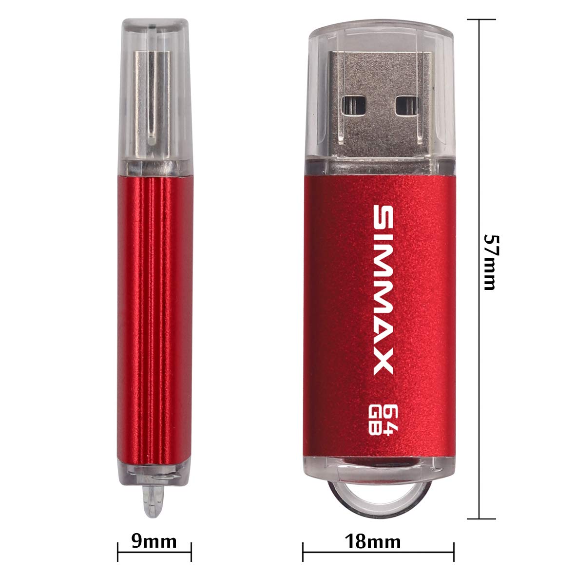 SIMMAX Flash Drive 2 Pack 64GB USB 2.0 Flash Drives Thumb Drive Memory Stick Pen Drive with Led Indicator (Red Purple)