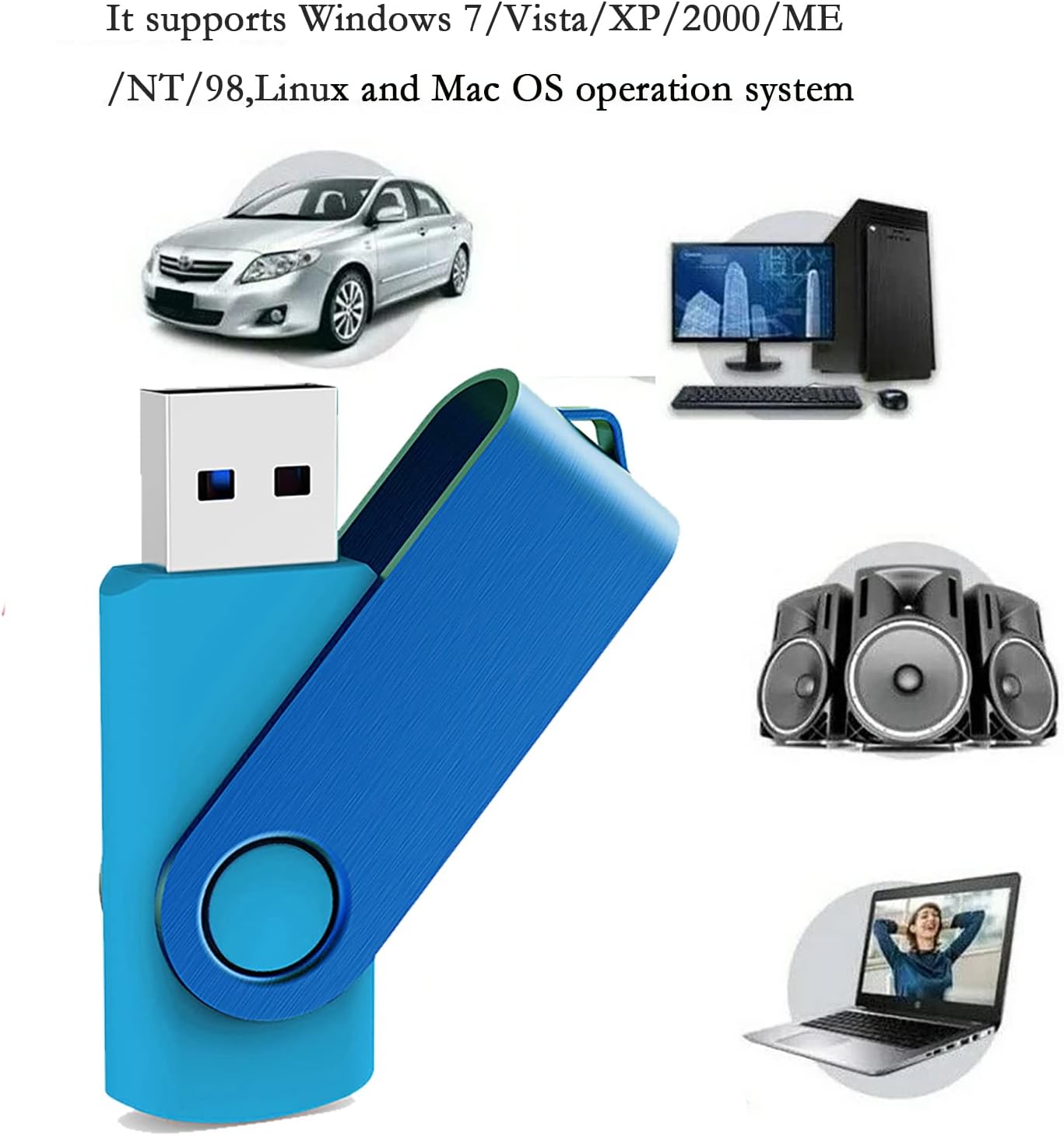 10 Pack 16GB USB Flash Drives, Bulk USB 2.0 Thumb Drives with Swivel Cap
