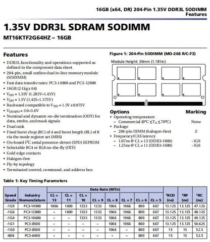 16GB DDR3 Laptop RAM 1600MHz SODIMM PC3L-12800S DDR3L SO-DIMM Notebook Memory 2Rx8 1.35V CL11 Non-ECC Unbuffered 204-Pin Memory