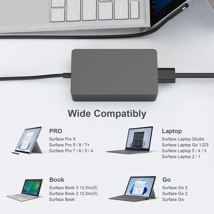 Surface Book Ladegerät, AYNEFF 15V 4A 65W Surface Pro Netzteil, kompatibel mit Microsoft Surface Book, Surface Laptop, Surface Pro 9, Pro 8, Pro 7, Pro 6, Pro 4, X, Surface Go, 1,8 m DC-Kabel mit USB 5V