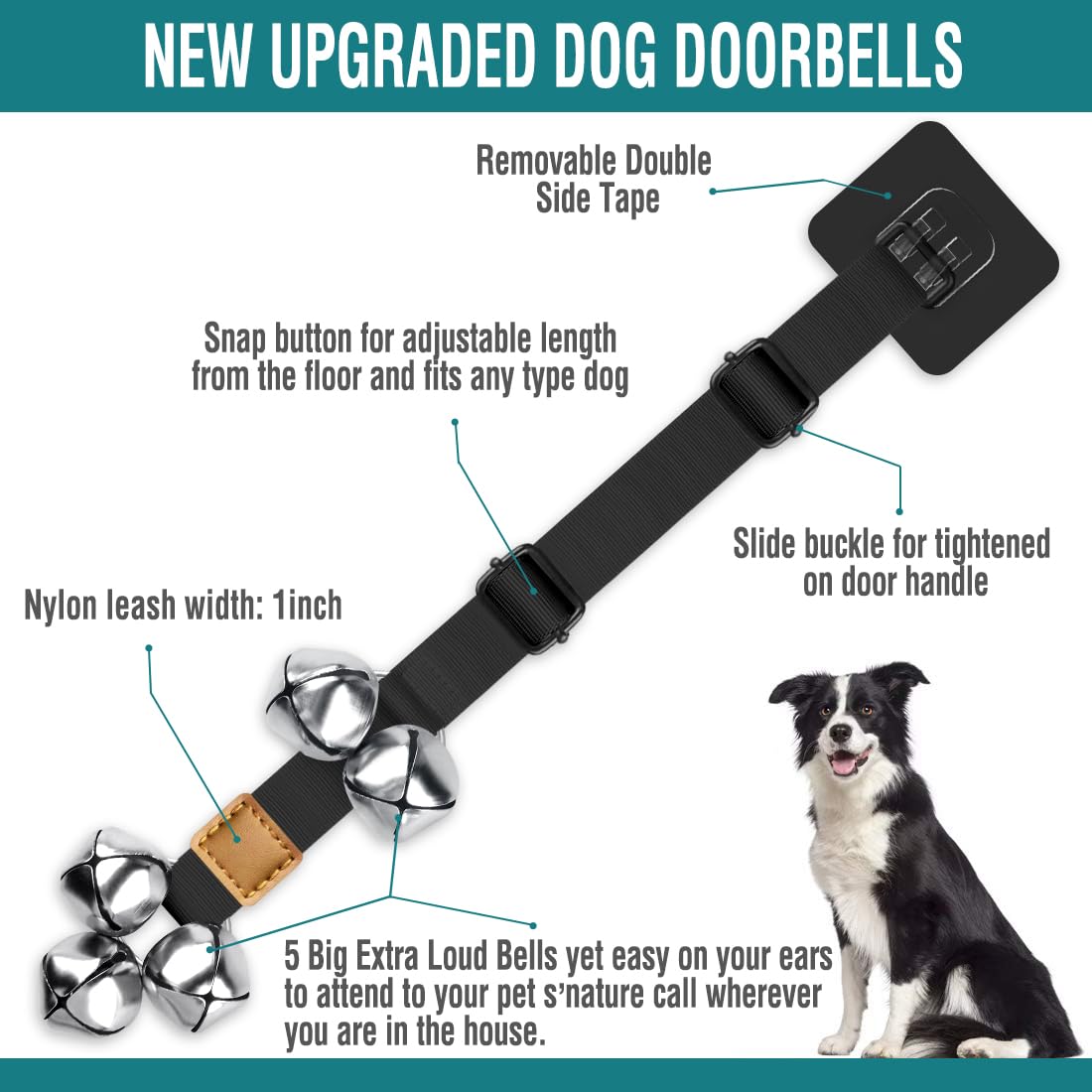 BLUETREE Dog Doorbells Premium Quality Training Potty Great Dog Bells Adjustable Door Bell Dog Bells for Potty Training Your Puppy The Easy Way - 7 Extra Large Loud 1.4 DoorBells