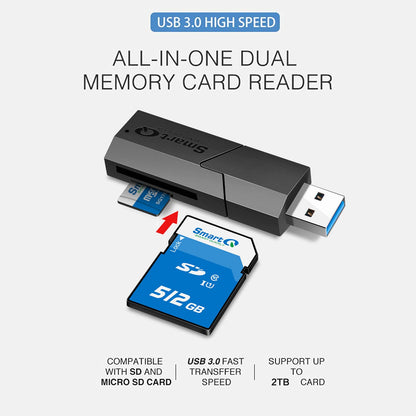 SmartQ C307 USB 3.0 Portable Card Reader for SD, SDHC, SDXC, MicroSD, MicroSDHC, MicroSDXC, with Advanced All-in-One Design