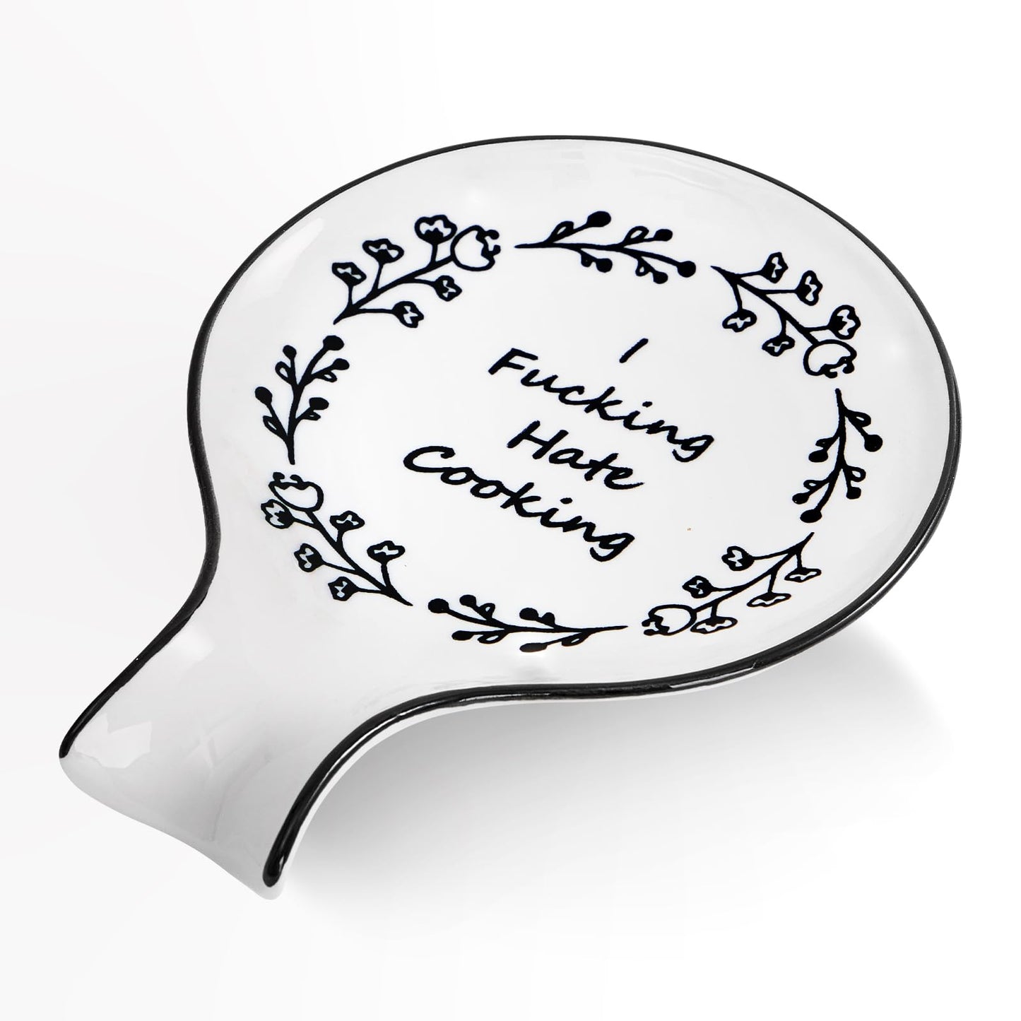 Ceramic Spoon Rest, Cooking Spoon Holder for Kitchen Counter/Stove Top/Dining Table Modern Farmhouse Decorative, Large (Blue)