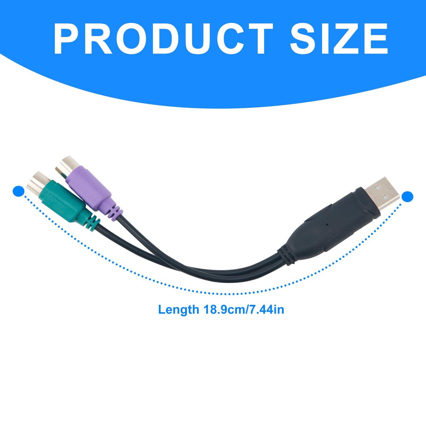 PS2 to USB Adapter, Automatic Installation USB Keyboard Monitor Laptop Barcode Scanner Mouse Adapter Converter