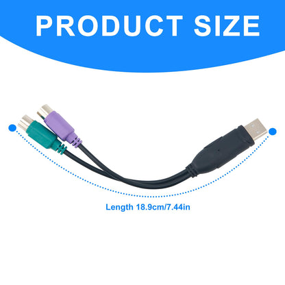 PS2 to USB Adapter, Automatic Installation USB Keyboard Monitor Laptop Barcode Scanner Mouse Adapter Converter