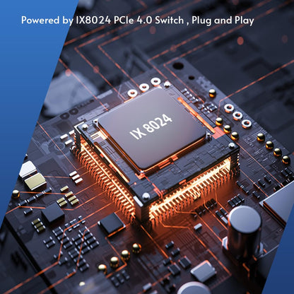 Quad PCIe4.0 NVMe M.2 SSD Adapter Card-PCI Express 4.0 x8 Card Support 4X M.2 NGFF PCIe NVMe SSD for Mac & PC (IX8024 Switch)-Support Non-Bifurcation Motherboard(3005K)