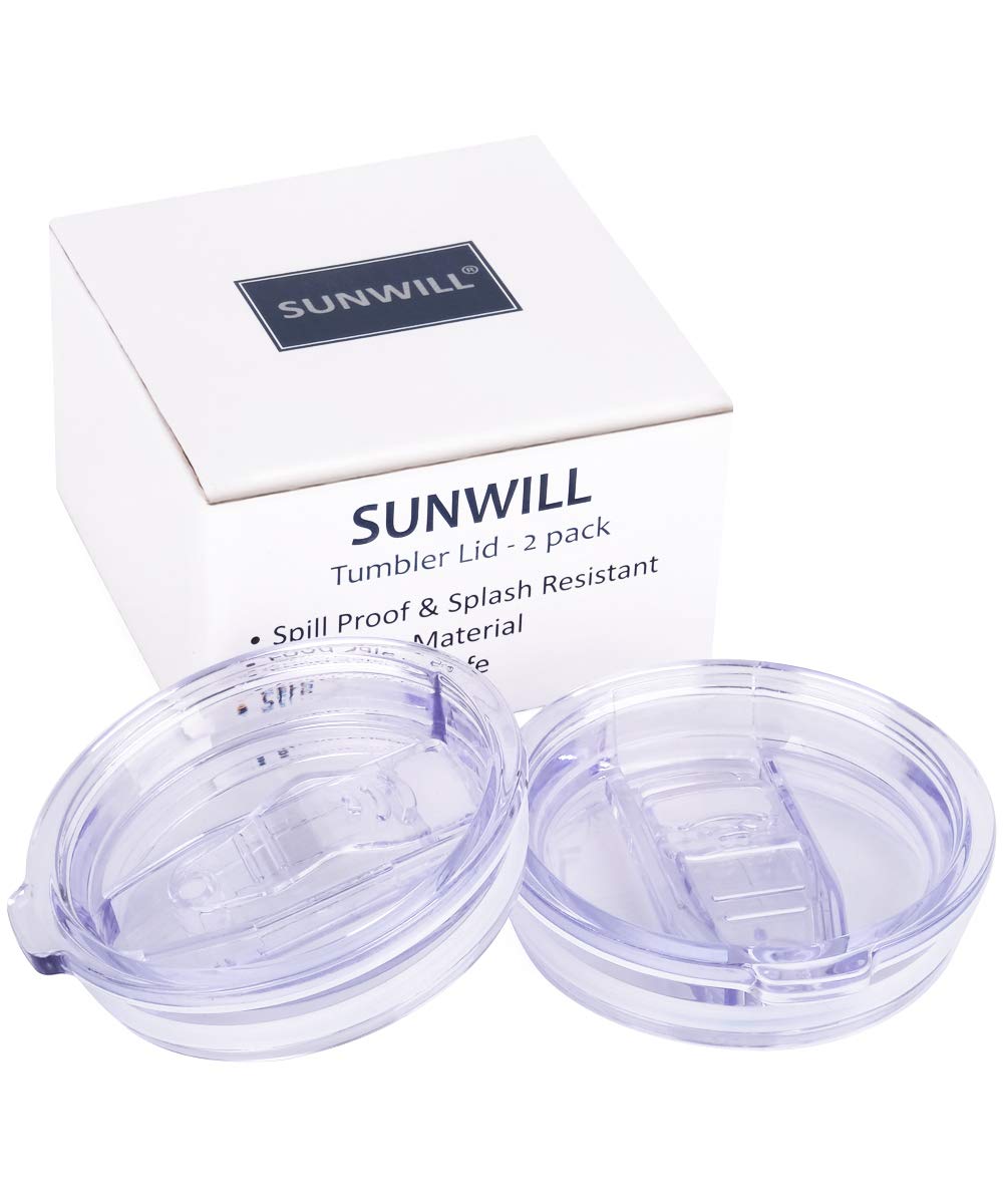 SUNWILL Lid 20oz Travel Tumblers Only, Spill Proof Lid, Splash Resistant Silicone Sliding Covers Replacement 2 Pack, Straw Friendly, BPA Free