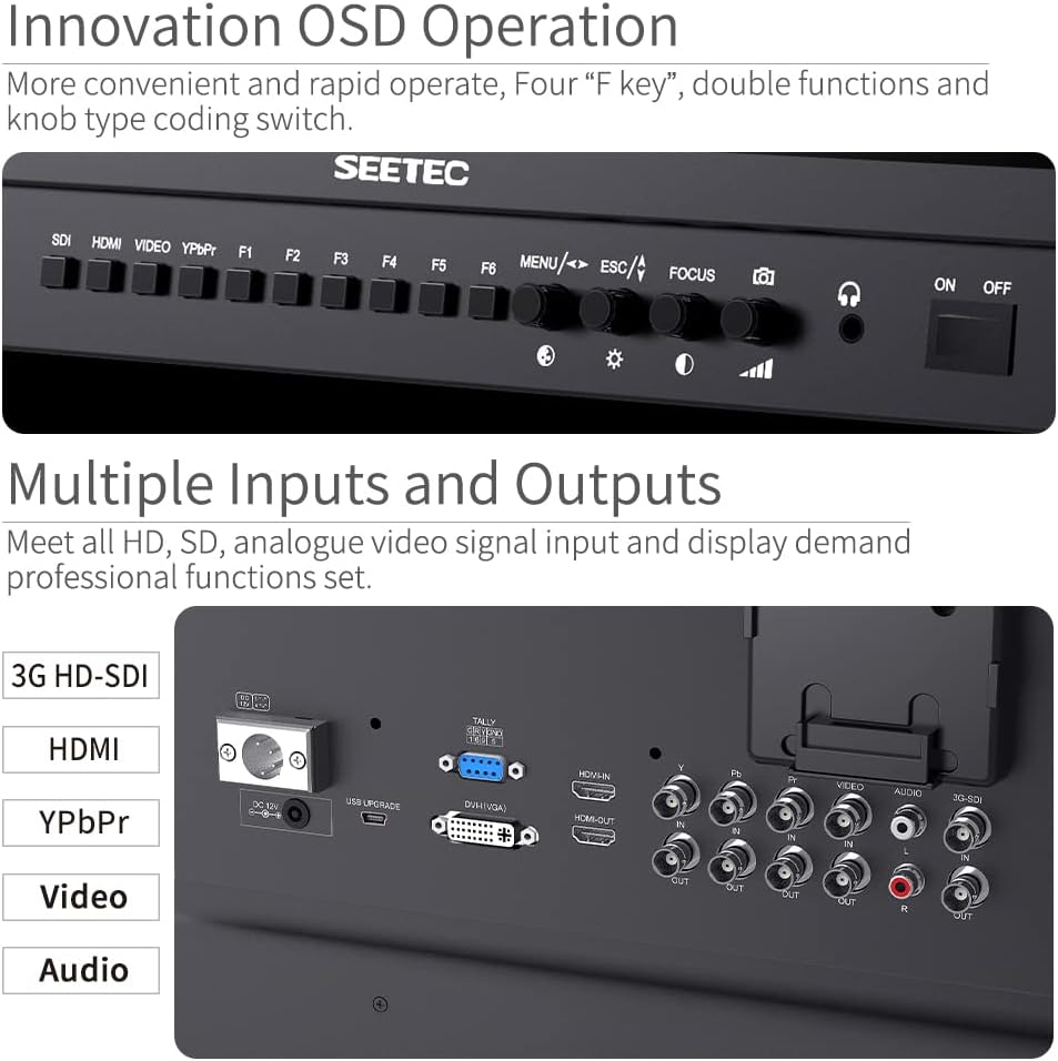 SEETEC P215-9HSD-192 21,5 Zoll LCD-Monitor für Broadcast-Produktionen, 3G SDI, 4K HDMI Ein- und Ausgang, IPS Full HD 1920x1080 