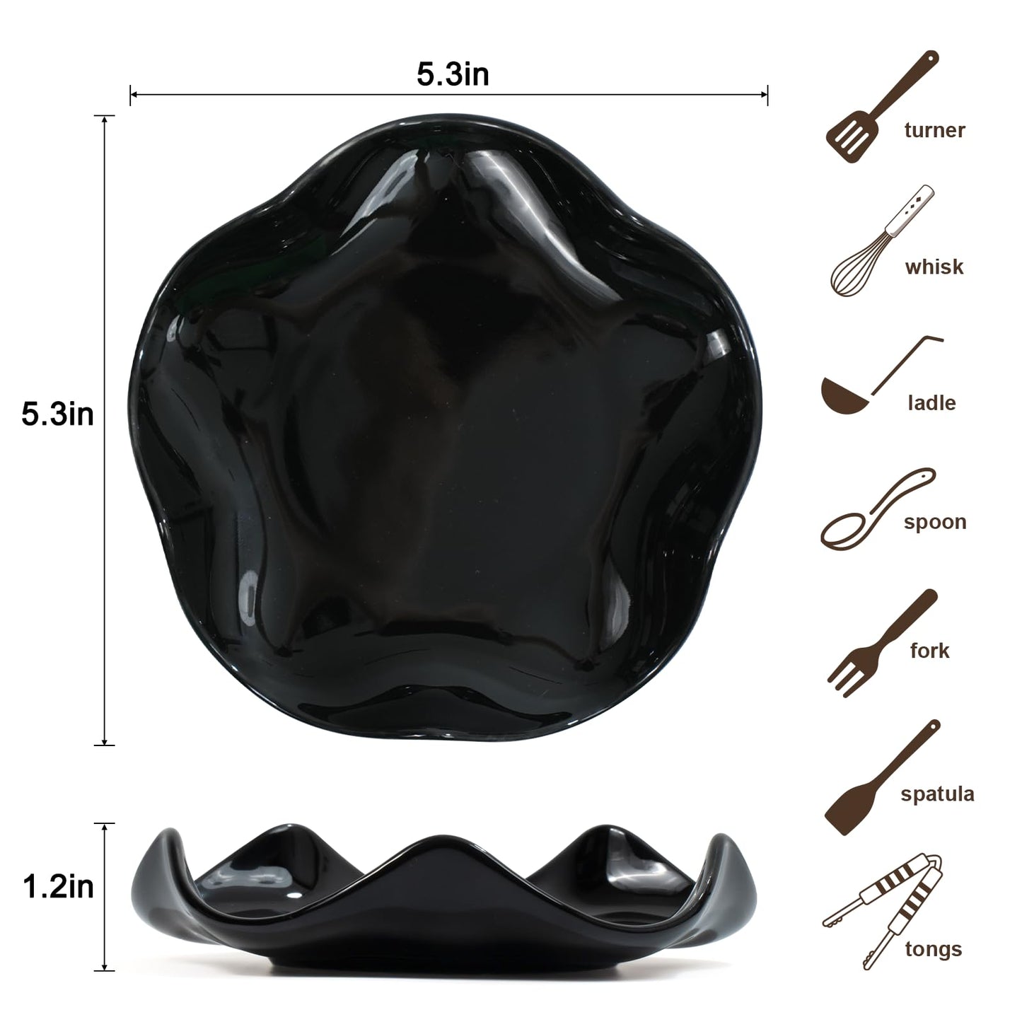 SVLX YIXVN Löffelablage für Herdplatte, 13,5 cm Keramik-Löffelhalter für Küchenarbeitsplatte, Kaffeelöffelhalter, Küchenutensilienablage, Einzugsgeschenk (Schwarz)