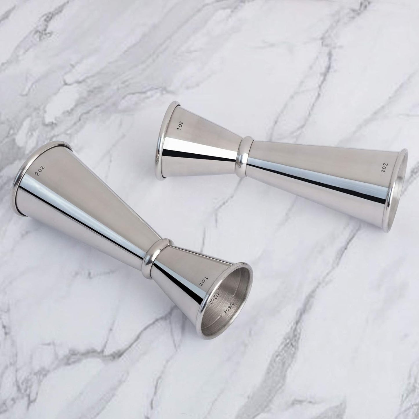 Briout Jigger für Barkeeper, Doppel-Cocktail-Jigger aus japanischem Premium-Edelstahl 304, 2 oz und 1 oz, mit innenliegenden Messskalen 