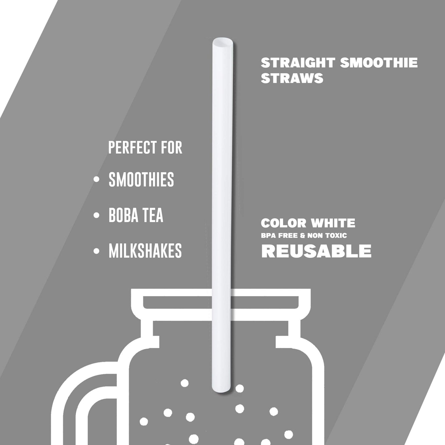 Clear Jumbo Smoothie Straws, Clear Disposable Wide-mouthed Large Milkshake Straws 9'' Inches High/Tall 100 pack