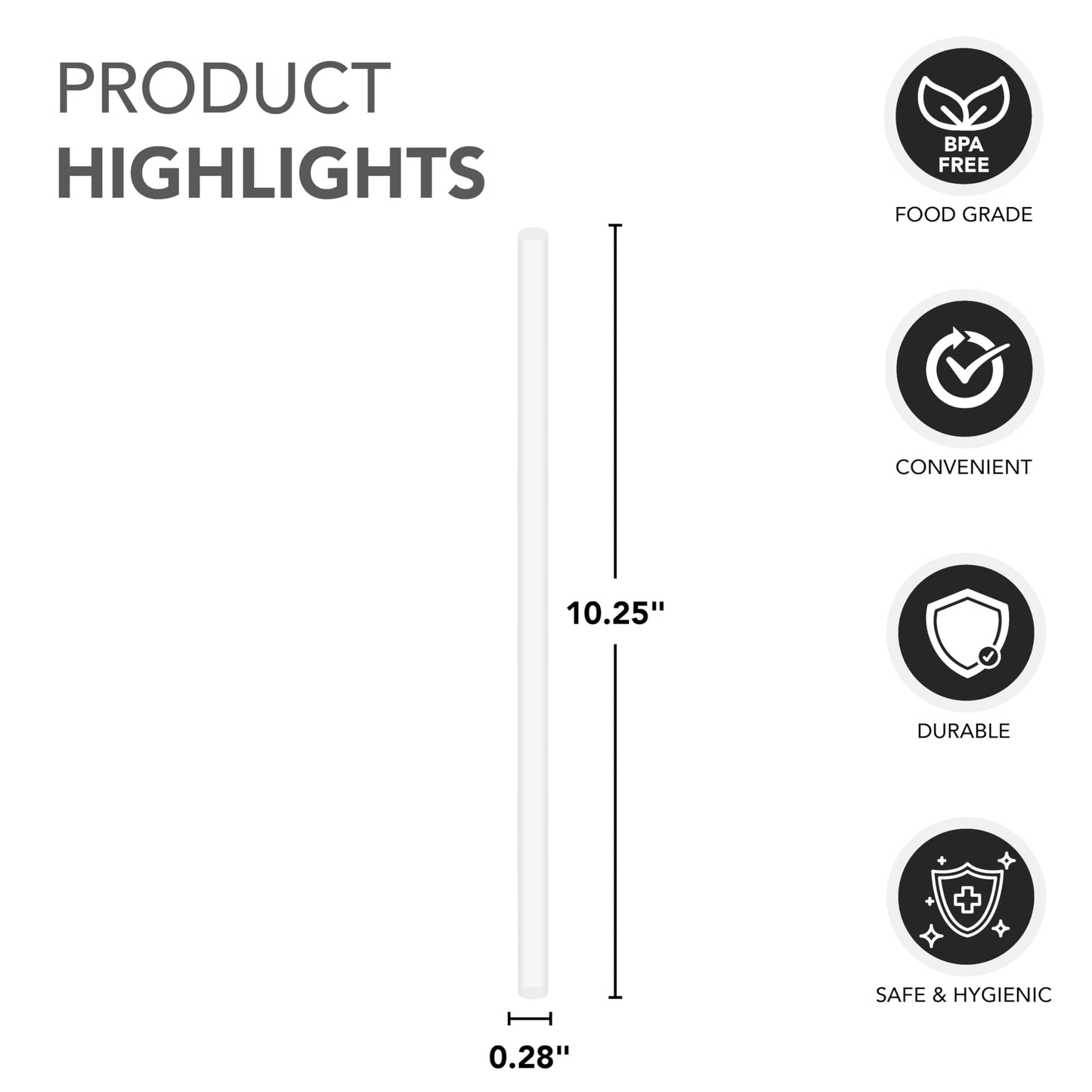 Party Essentials Disposable Plastic Drinking Straws, 10.25" Giant/300 Count, Individually Wrapped Clear