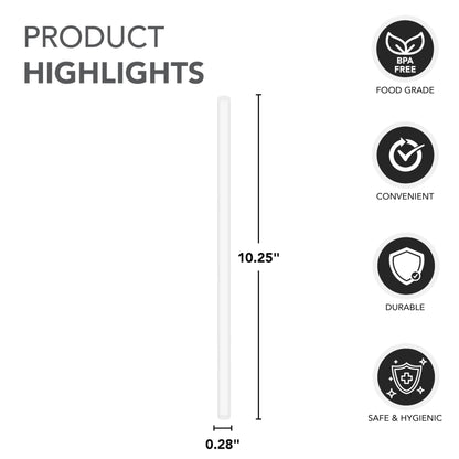 Party Essentials Disposable Plastic Drinking Straws, 10.25" Giant/300 Count, Individually Wrapped Clear