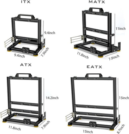 PC Creative Assembly Frame Test Bench，Open Air Frame Case, DIY Computer Motherboard Case Rack, ITX ATX MATX/EATX Open Aluminum Frame Chassis (ATX)