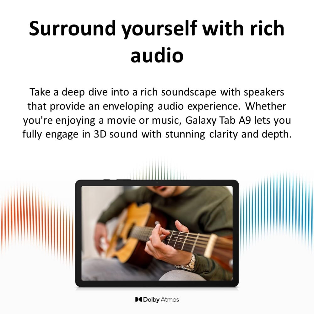 Samsung Galaxy Tab A9 4G LTE SM-X115 (64GB, 4GB, Cellular) 8.7" Android Tablet, Octa-core (6nm), Dual Speakers (Factory Unlocked) (Renewed)