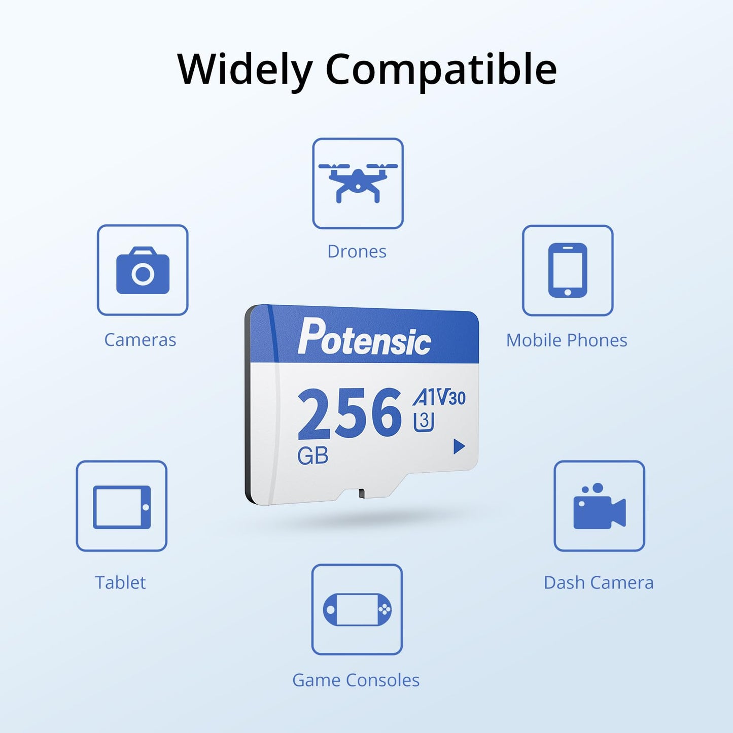 Potensic 256GB Memory Card for Drones, A1, U3, V30, Read Speed up to 100 MB/s