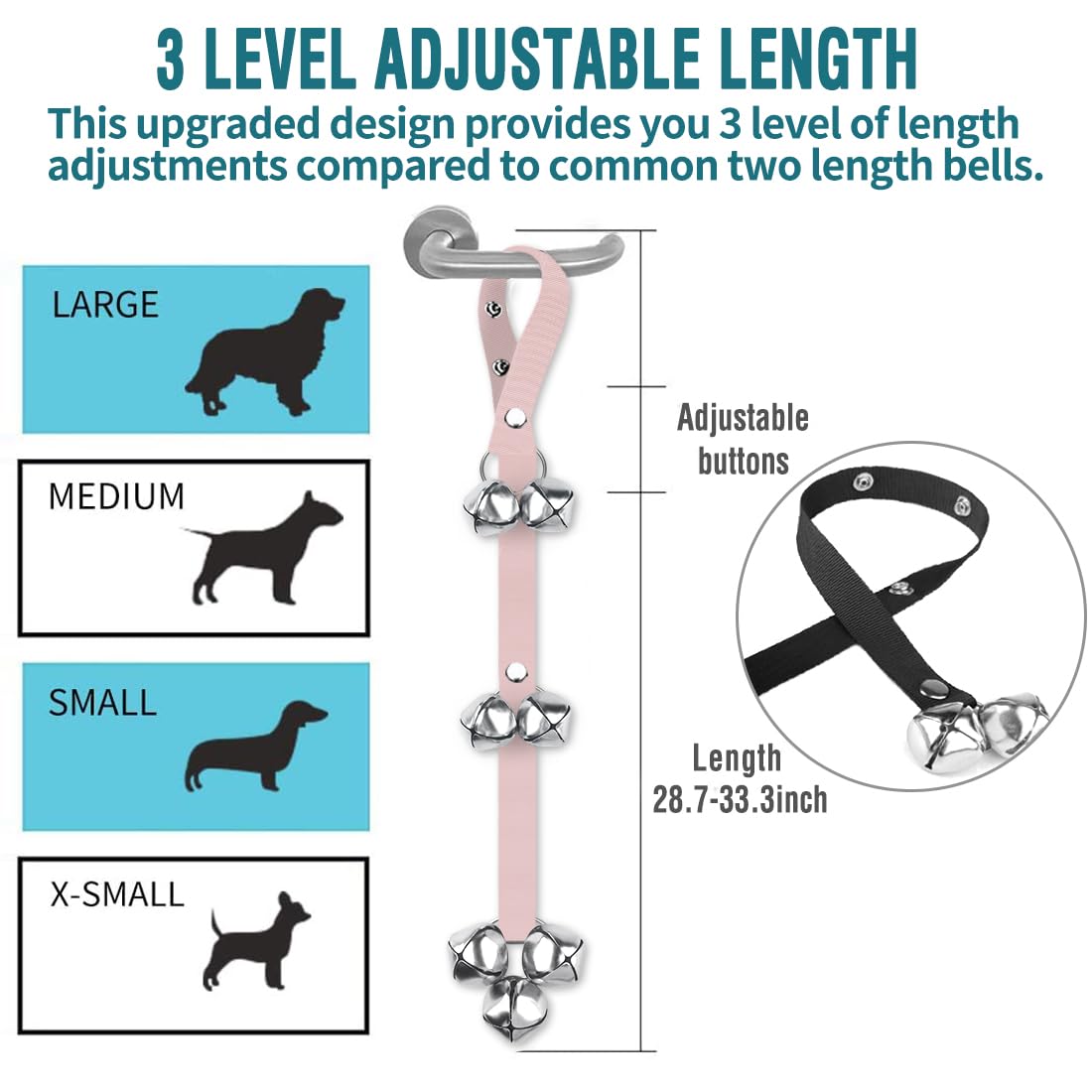 BLUETREE Dog Doorbells Premium Quality Training Potty Great Dog Bells Adjustable Door Bell Dog Bells for Potty Training Your Puppy The Easy Way - 7 Extra Large Loud 1.4 DoorBells