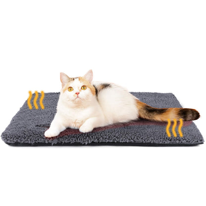 Self Warming Cat Bed Self Heating Cat Dog Mat 24 x 18 inch Extra Warm Thermal Pet Pad for Indoor Outdoor Pets with Removable Cover Non-Slip Bottom Washable Non Electric
