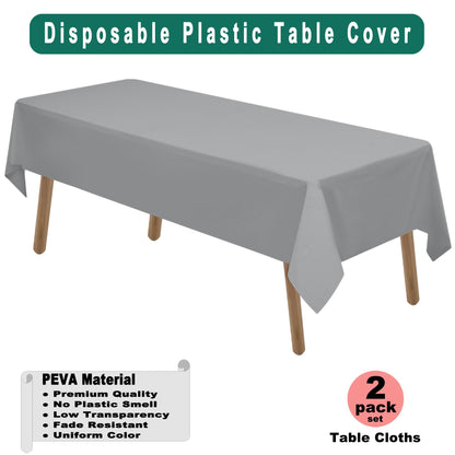 PARTY ULYJA Orangefarbene Plastiktischdecken, 2er-Pack, Einweg-Tischdecken, 54 x 108 Zoll, PEVA, Herbstfarben, für Grillpartys, Picknicks, Geburtstage, Hochzeiten, rechteckige Tische (8 Fuß). 