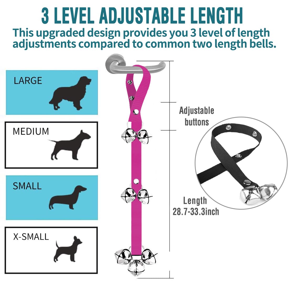 BLUETREE Dog Doorbells Premium Quality Training Potty Great Dog Bells Adjustable Door Bell Dog Bells for Potty Training Your Puppy The Easy Way - 7 Extra Large Loud 1.4 DoorBells