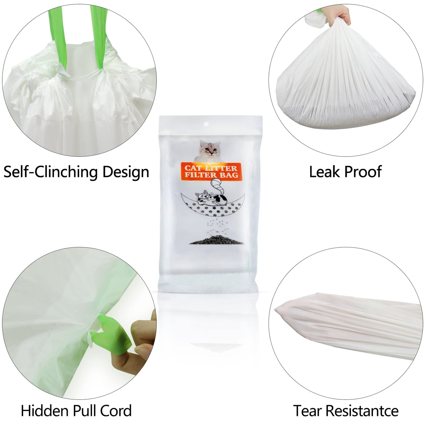 Sifting Cat Litter Box Liners Bags with Holes-Drawstring Scratch Resistant Waste (1, 36x18 Inch (Pack of 7))